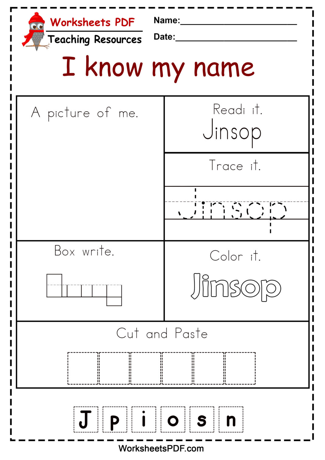 Preschool Writing Name Worksheets Free Printable